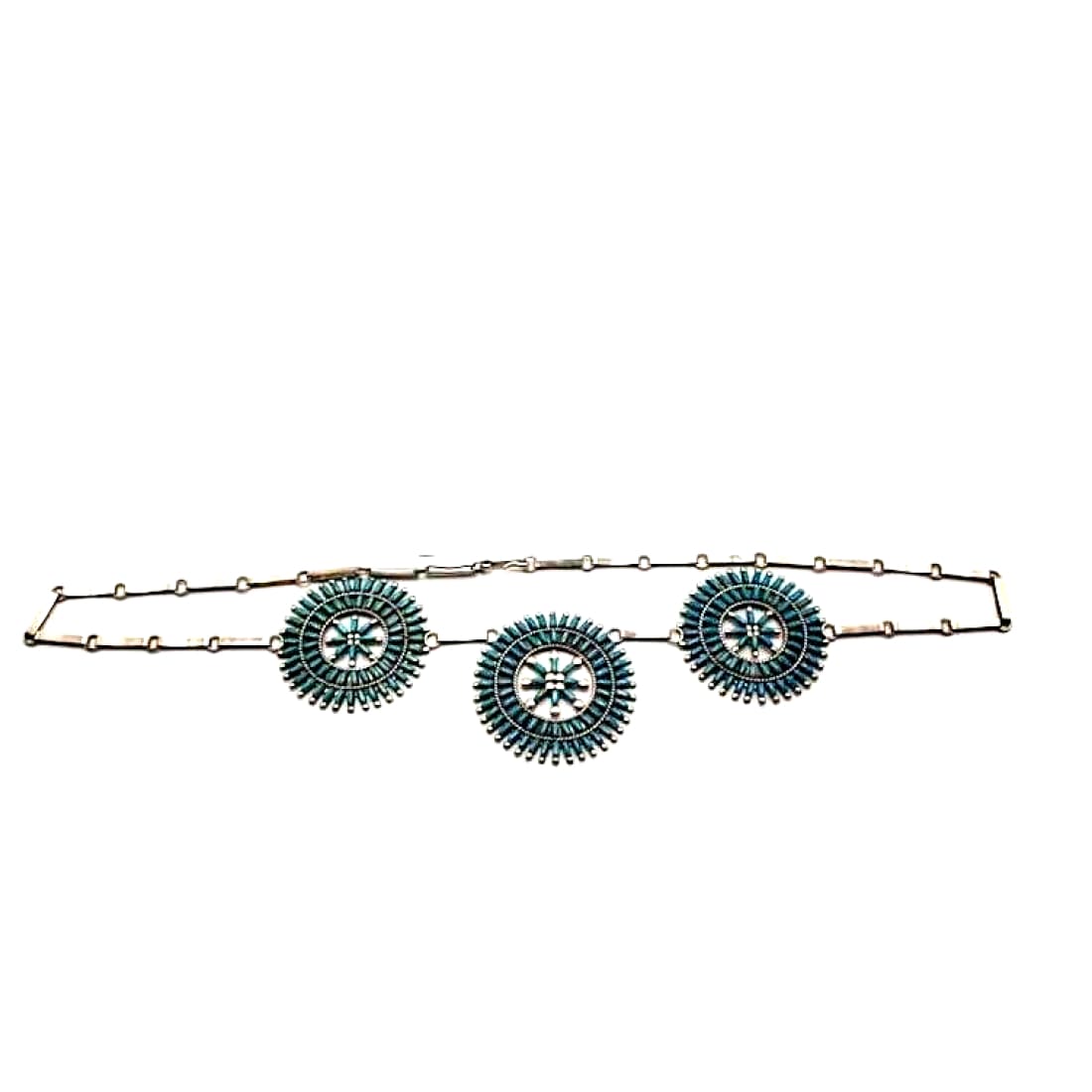 Old Pawn Zuni Turquoise NeedlePoint Cluster Necklace