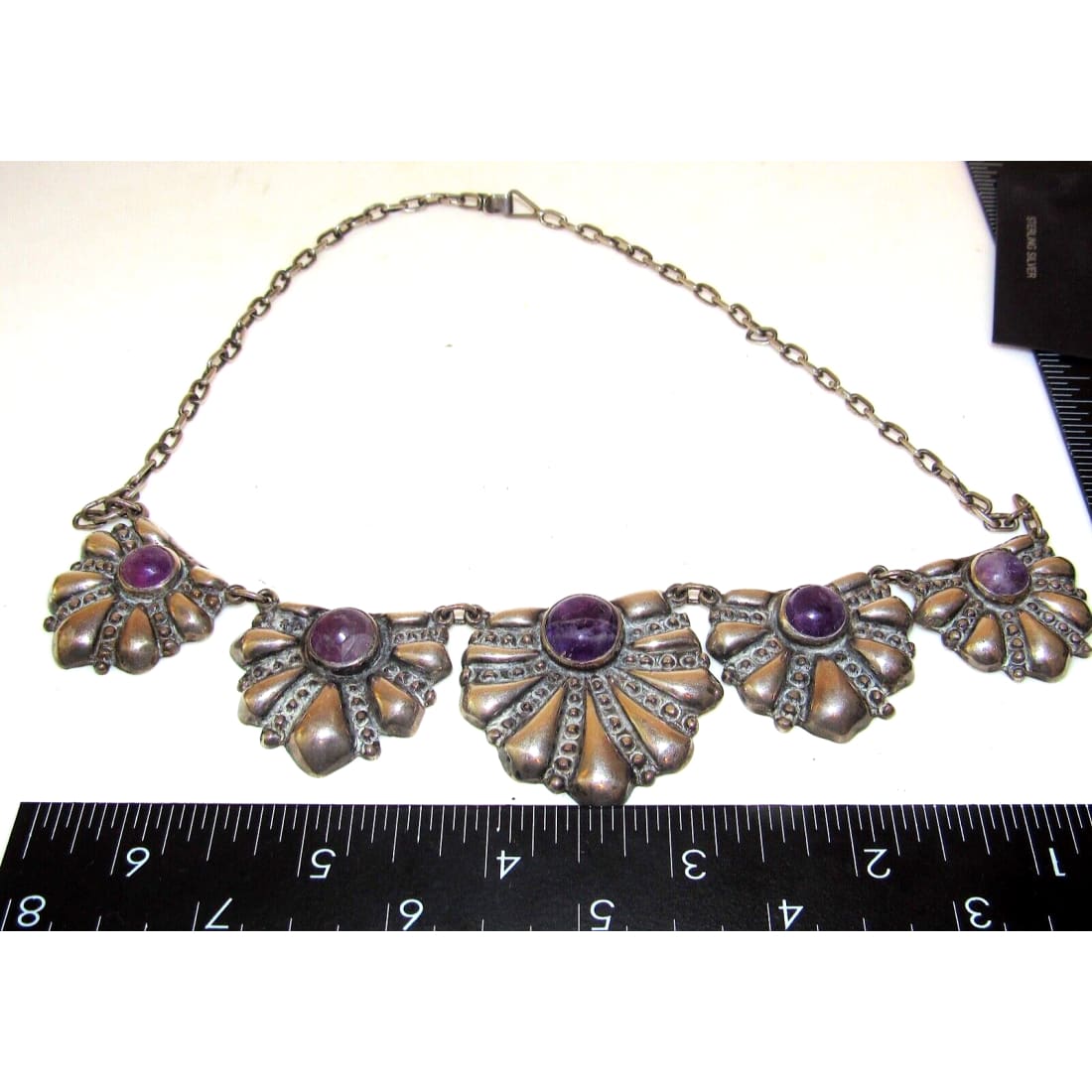 Pre-Eagle Taxco Mexico Necklace Amethyst Sterling Silver
