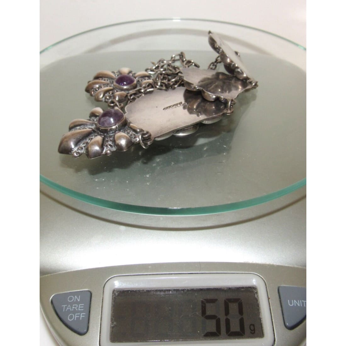 Pre-Eagle Taxco Mexico Necklace Amethyst Sterling Silver