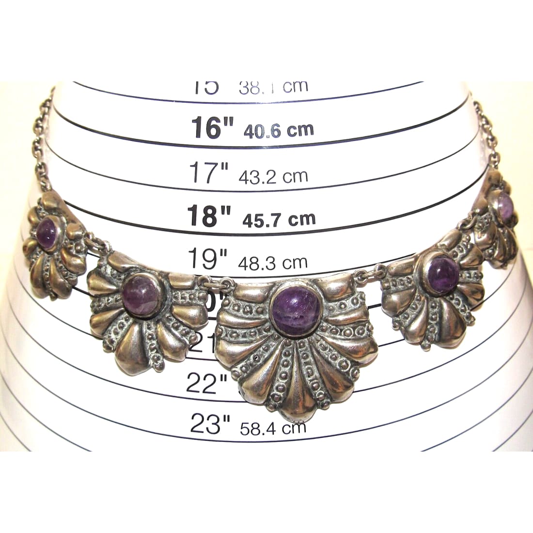 Pre-Eagle Taxco Mexico Necklace Amethyst Sterling Silver