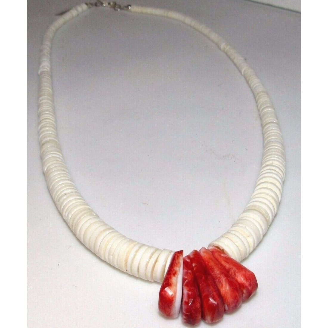 Santo Domingo Heishi Necklace Lupe Lovato White Shell Spiny