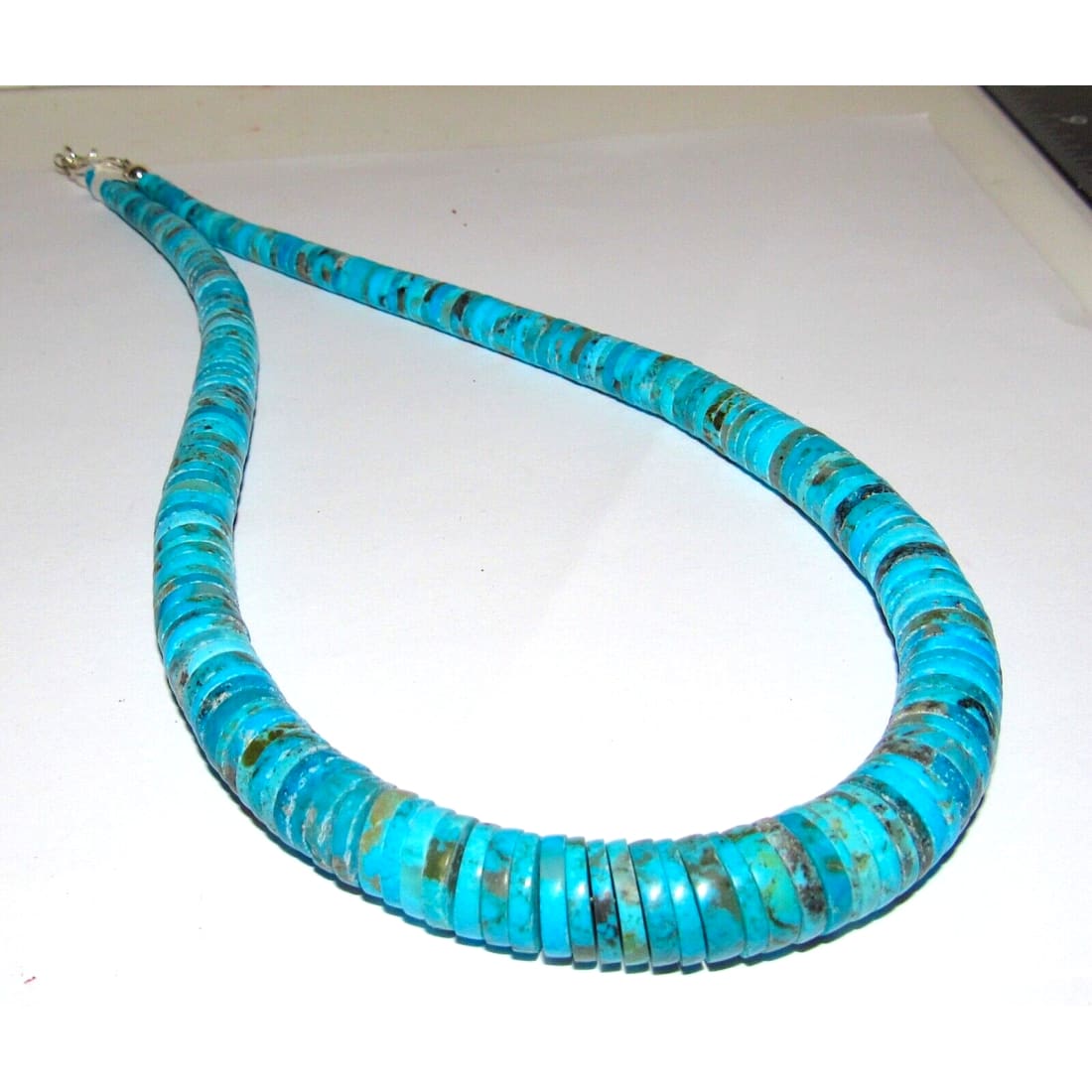 Santo Domingo Kingman Turquoise Heishi Necklace Lupe Lovato