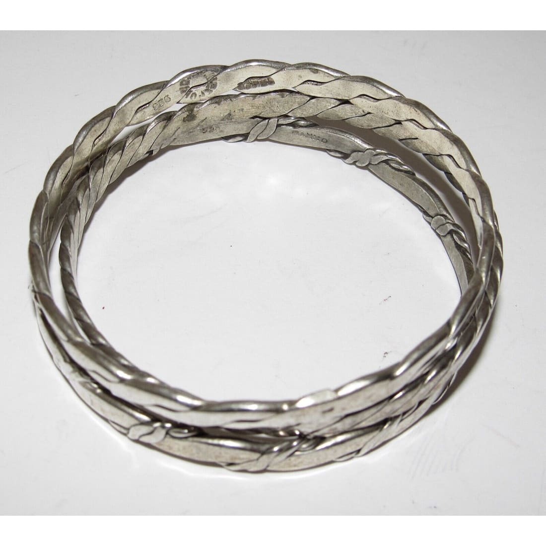 Taxco Bangle Bracelets Mexican Sterling Silver Bangle Set of