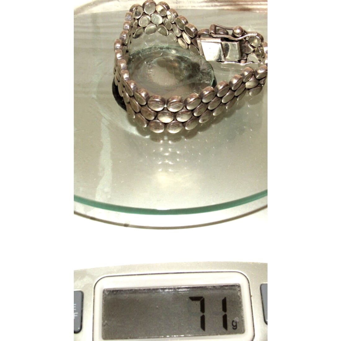 Vintage Mexican 925 Sterling Silver Statement Bracelet 71G -