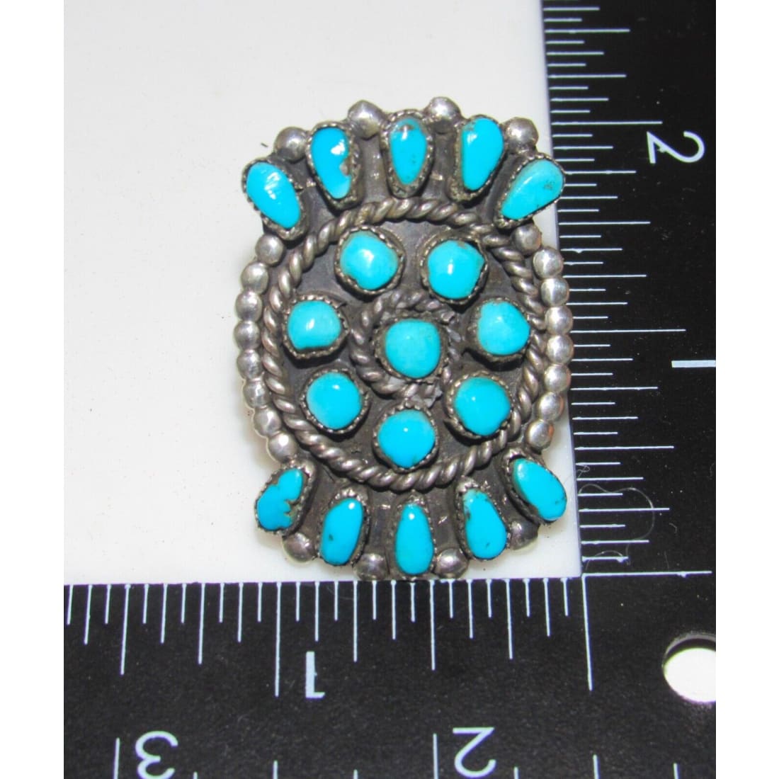 Vintage Navajo Cluster Ring Sz 5.5 Sterling Silver Blue Gem