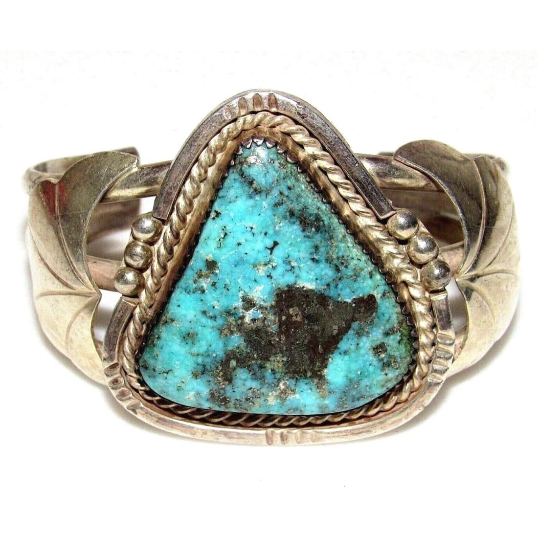 VTG Massive Navajo Kingman Turquoise Cuff Bracelet Sterling