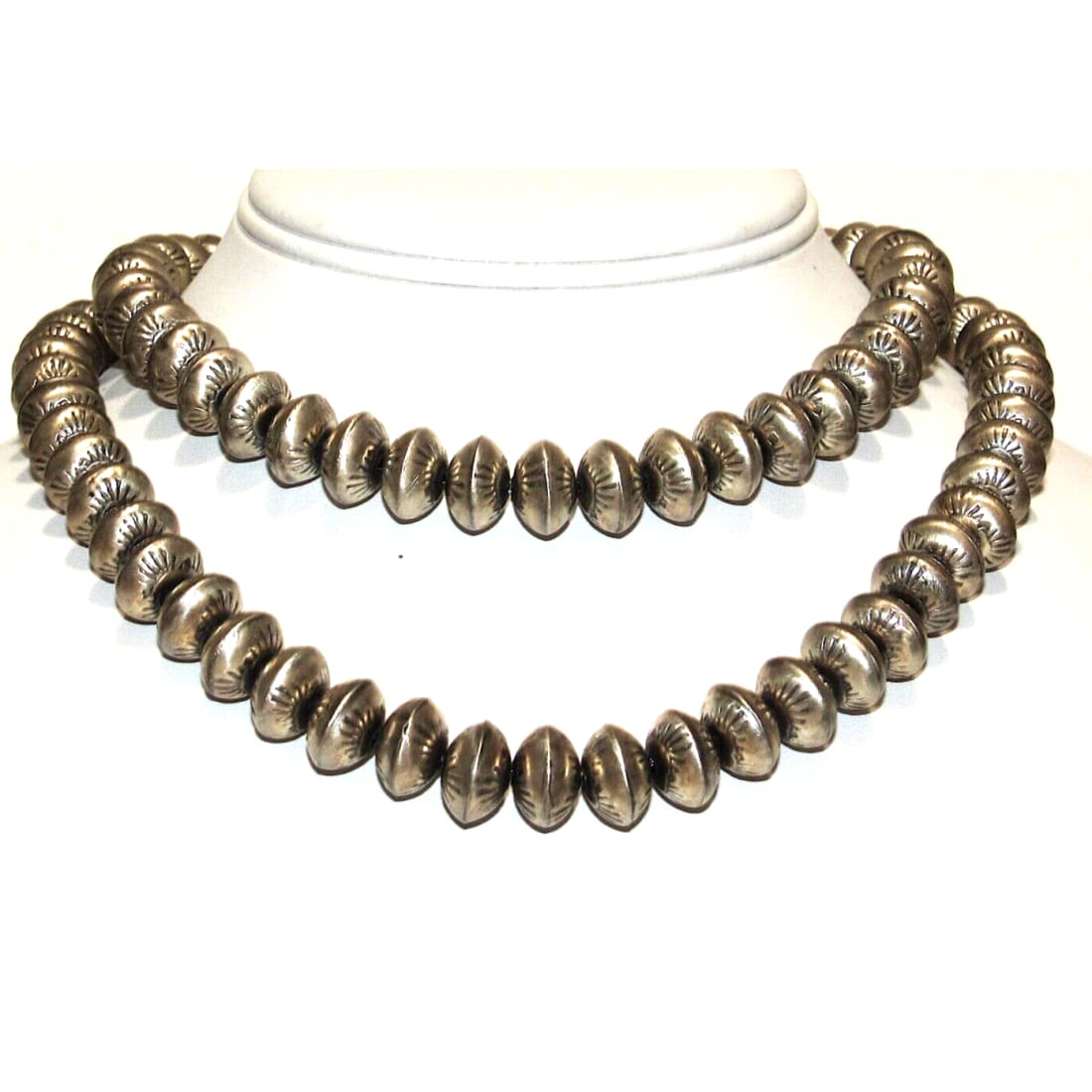 VTG Navajo 12mm Pearls Necklace Sterling Silver Stamped