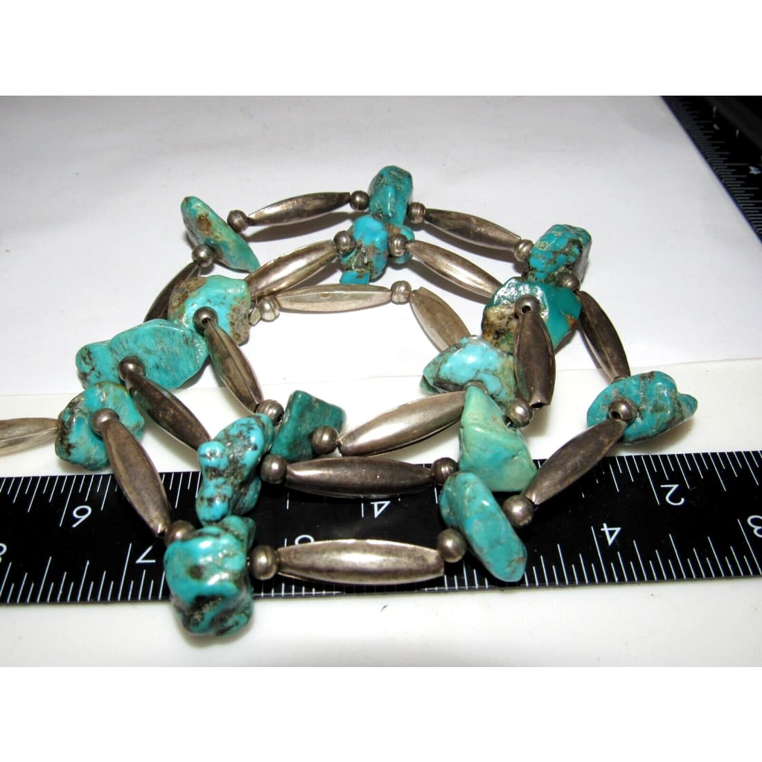 VTG Navajo Kingman Nugget Necklace Sterling Navajo Pearls