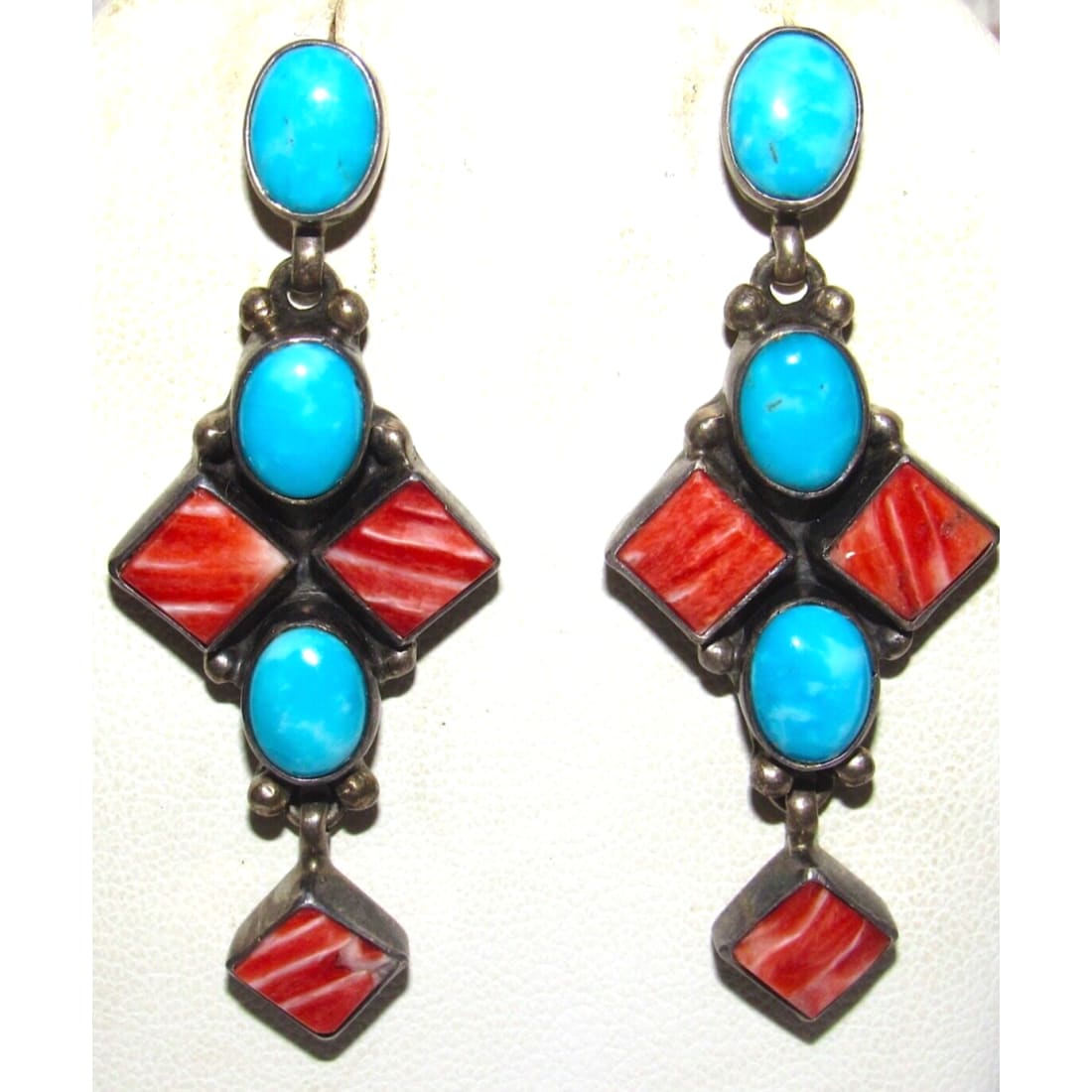 VTG Navajo Red Spiny Turquoise Cluster Sterling Silver