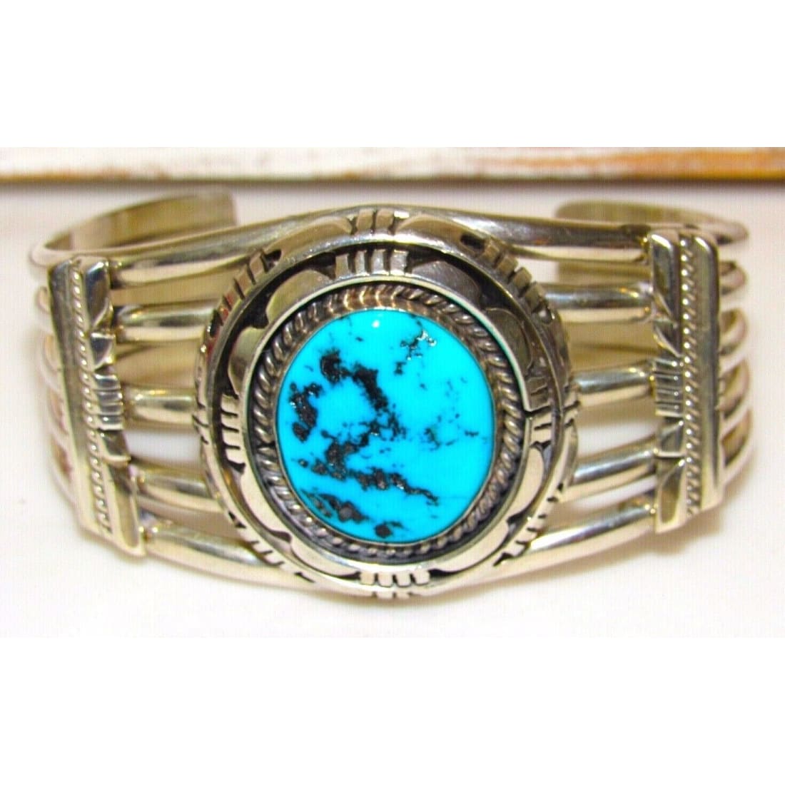 VTG Navajo Sterling Kingman Turquoise Statement Cuff
