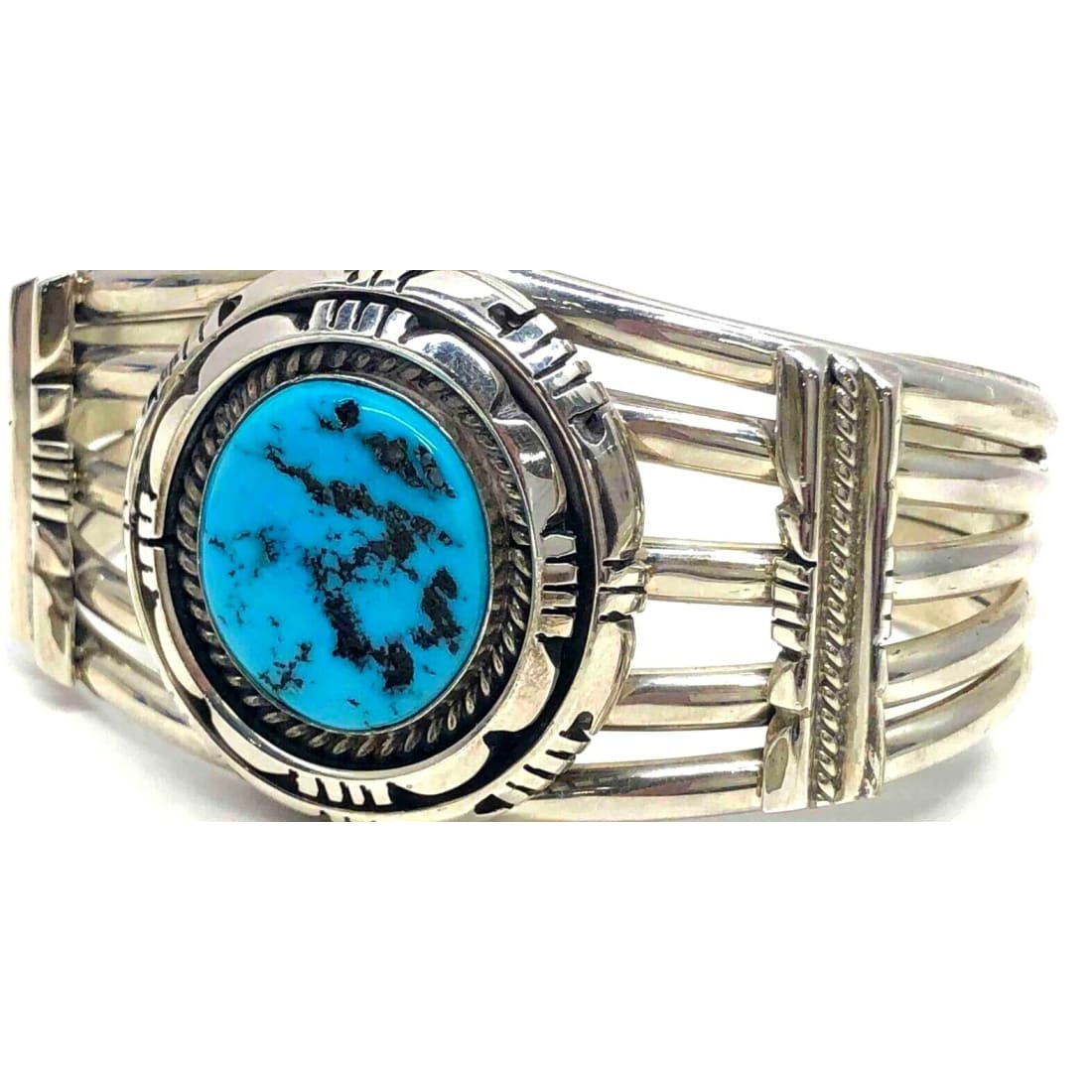 VTG Navajo Sterling Kingman Turquoise Statement Cuff
