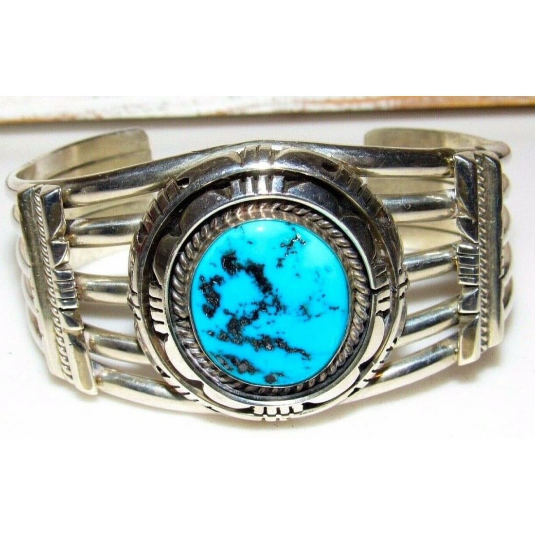 VTG Navajo Sterling Kingman Turquoise Statement Cuff