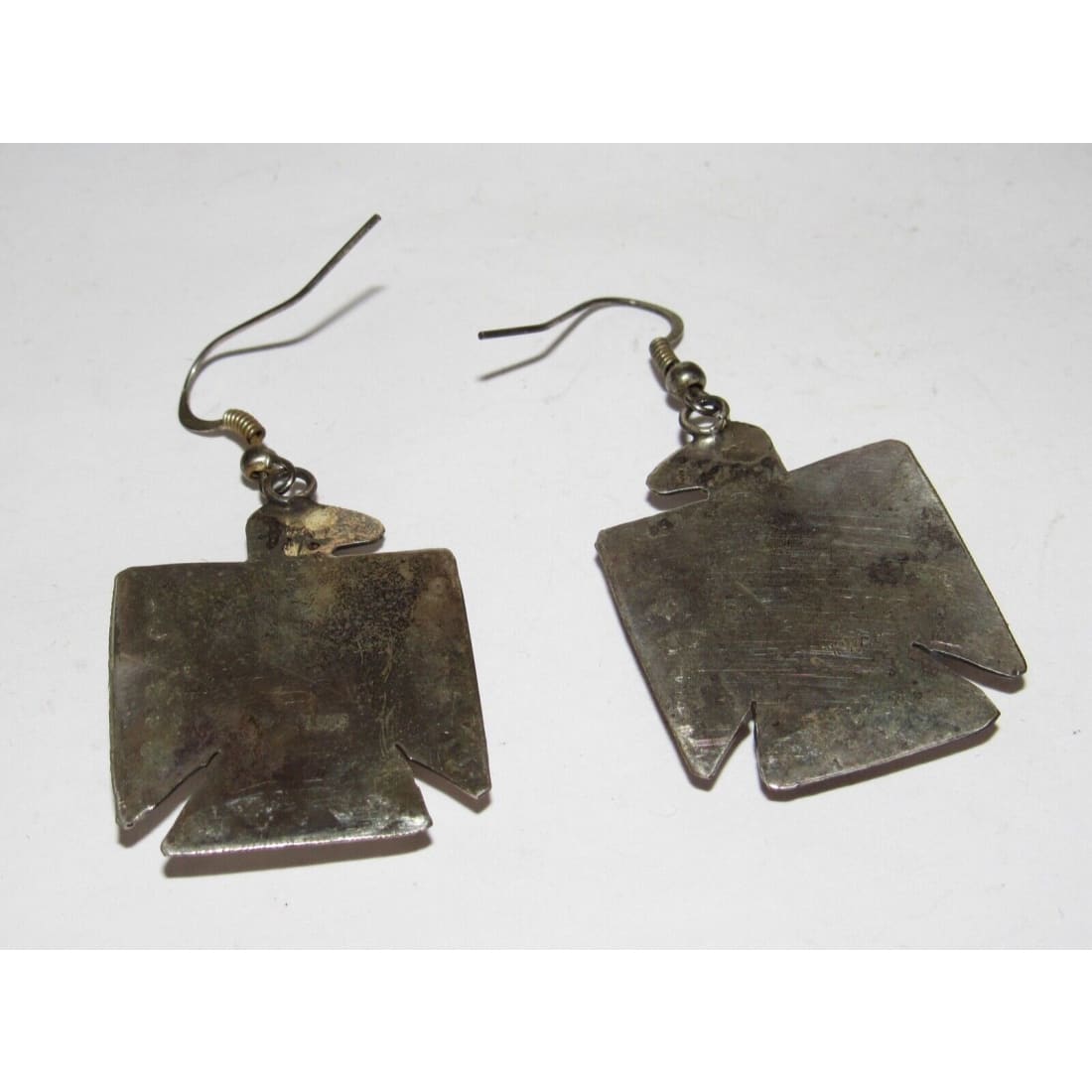 VTG Navajo Thunderbird Earrings Hand Stamped Sterling Silver