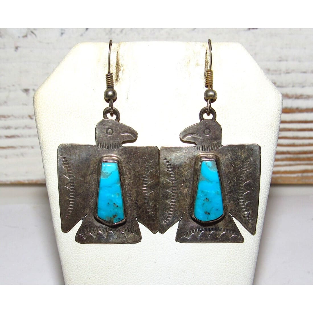 VTG Navajo Thunderbird Earrings Hand Stamped Sterling Silver