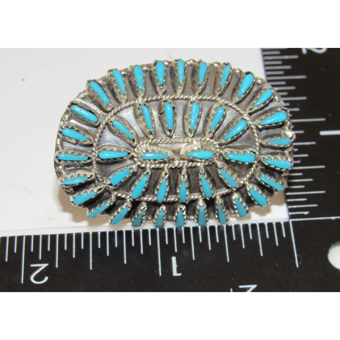 VTG Navajo Turquoise Cluster Ring Sz 9.5 Sterling Silver