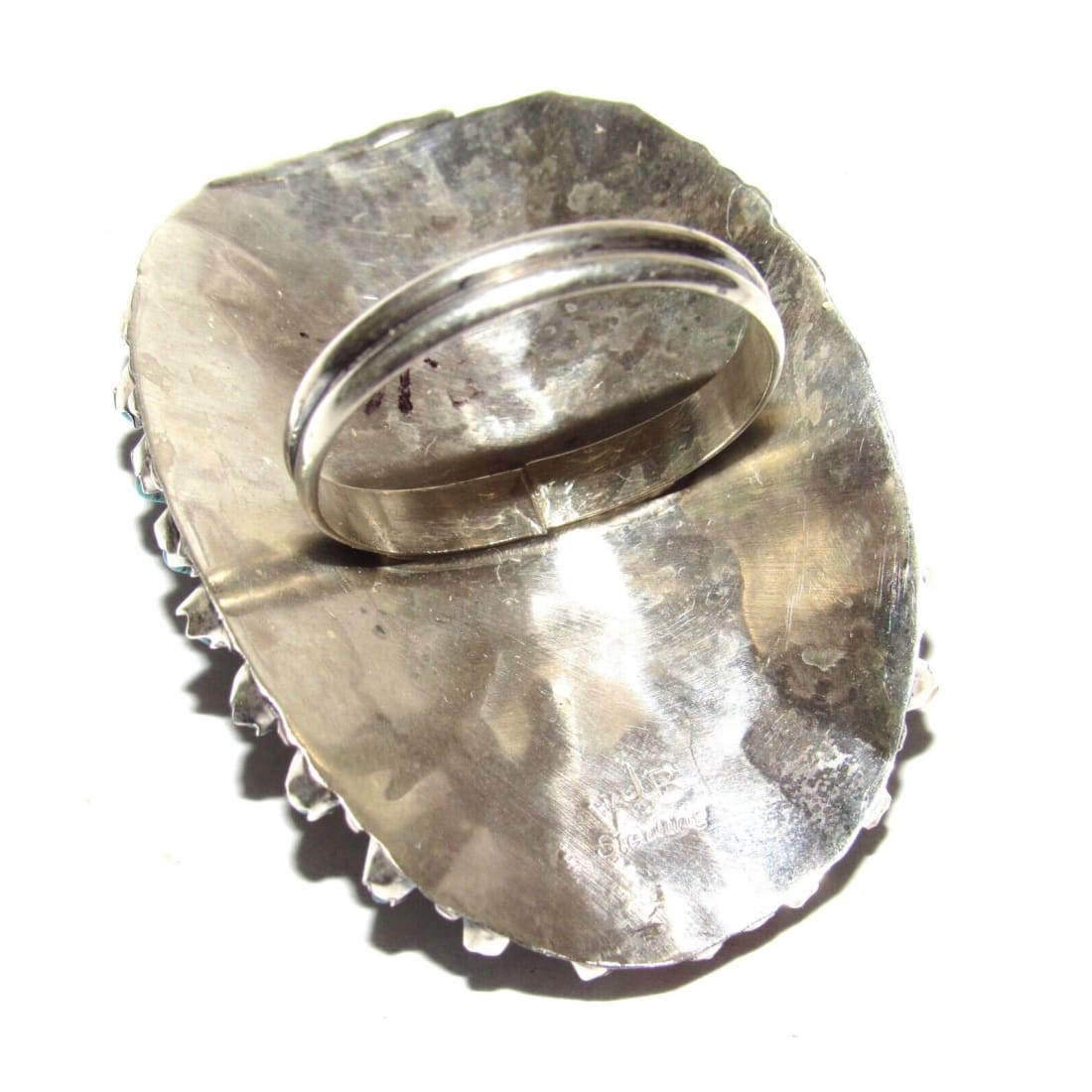 VTG Navajo Turquoise Cluster Ring Sz 9.5 Sterling Silver