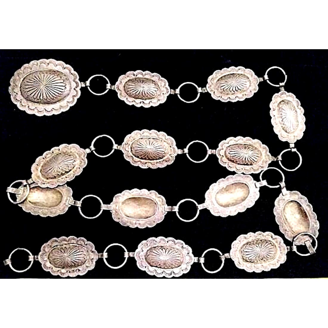 VTG Old Pawn Navajo Sterling Silver Ingot Concho Belt 100G