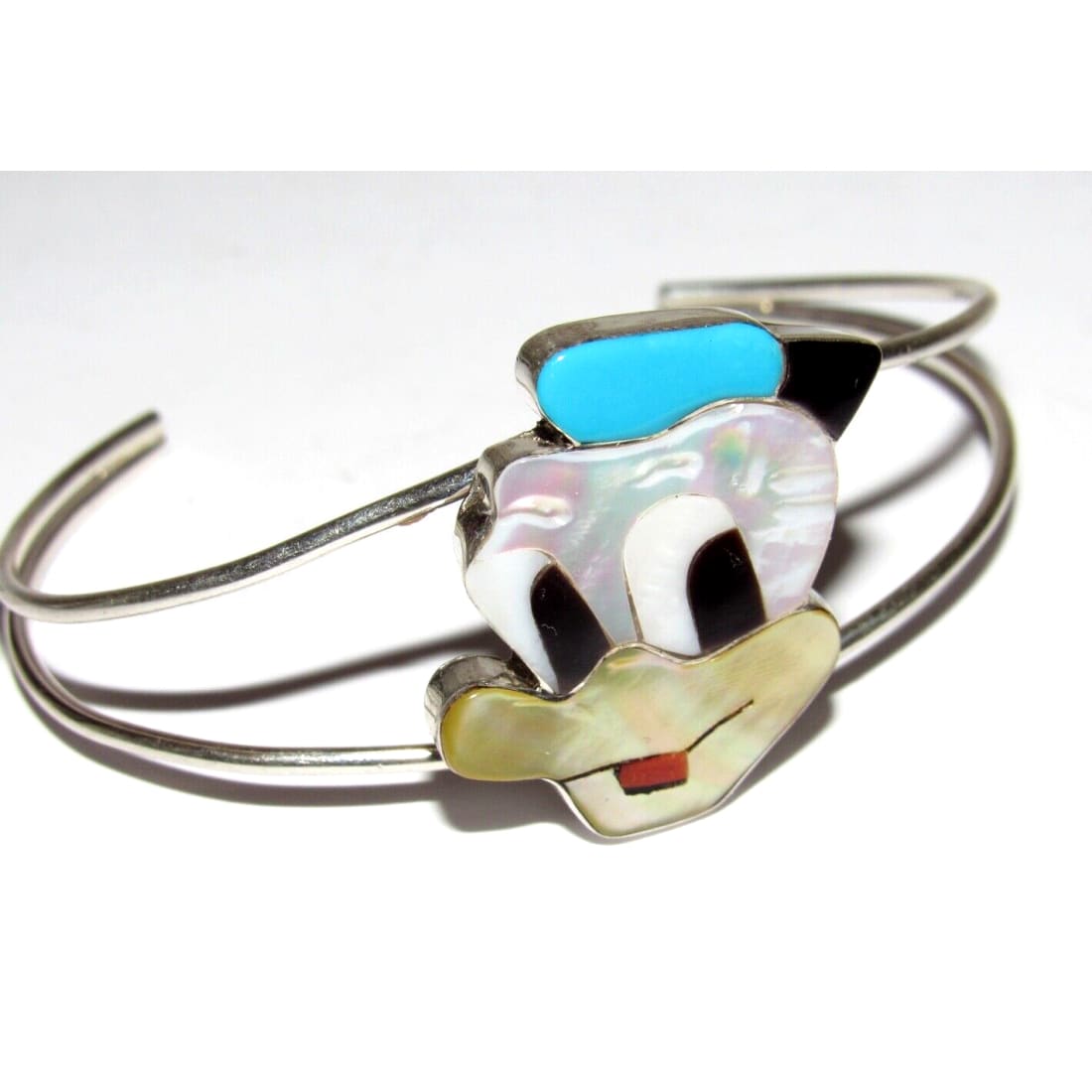 Zuni Donald Duck Character Inlay Bracelet Sterling Silver