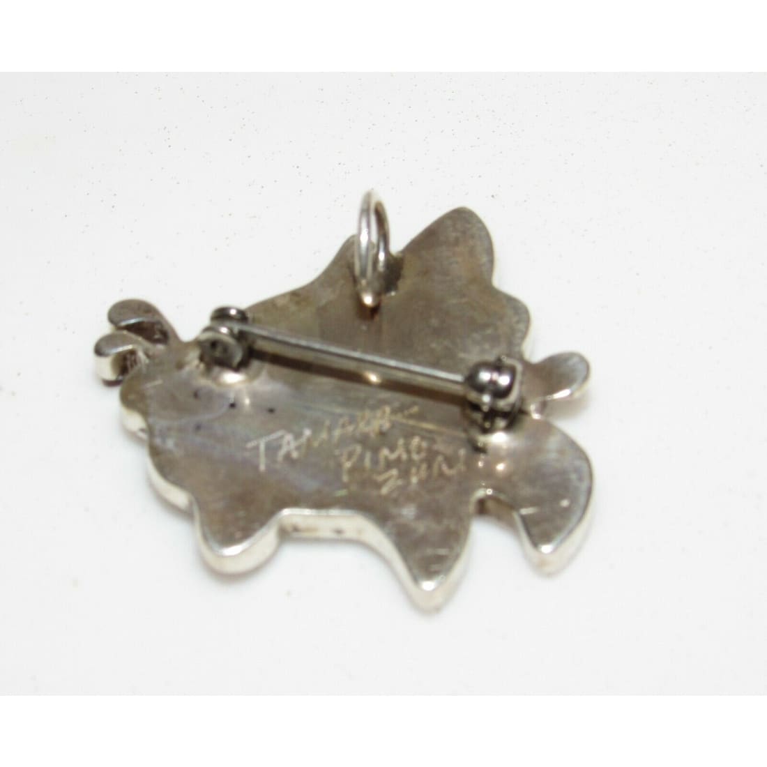Zuni Inlay Butterfly Pin Pendant Sterling Silver Tamara