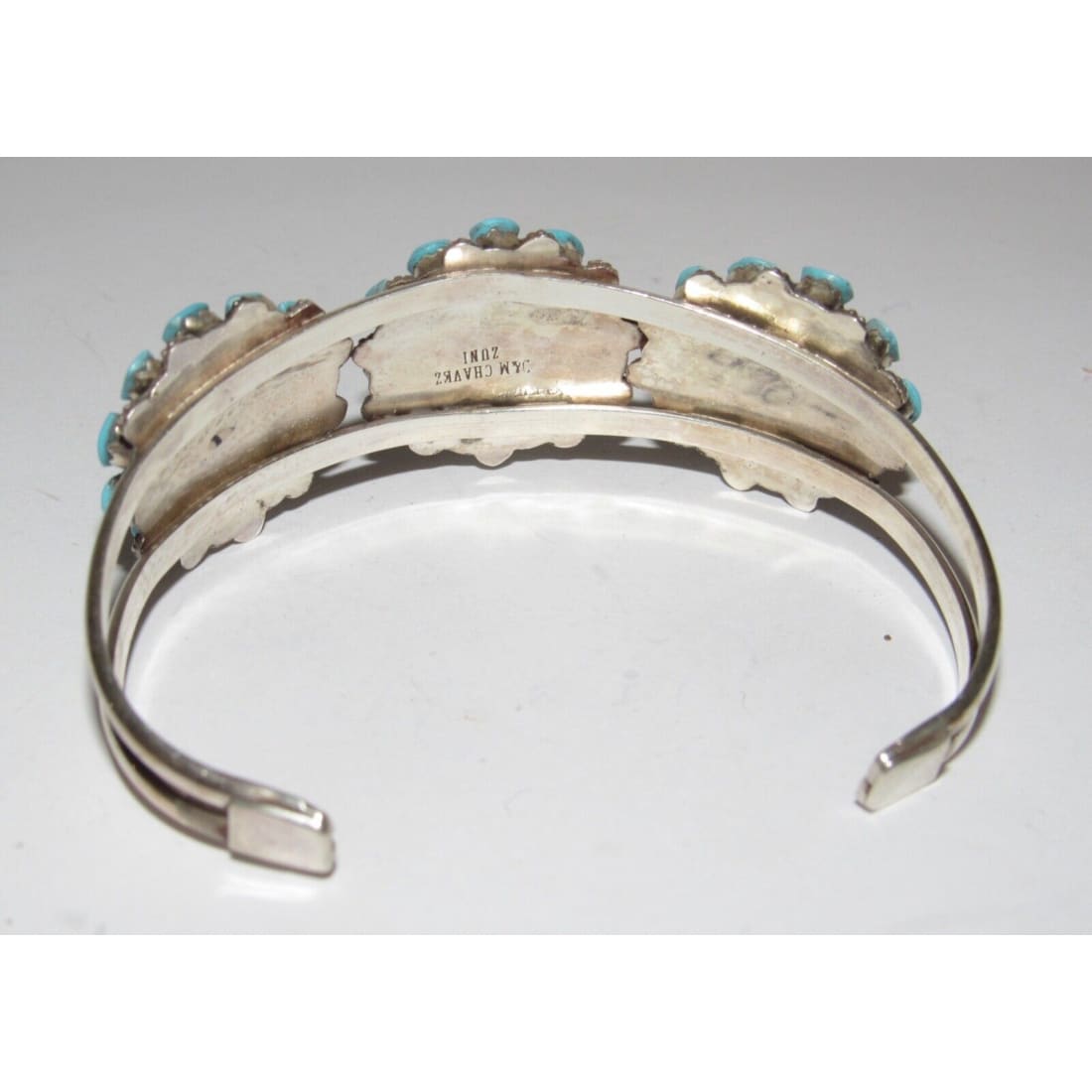Zuni Sleeping Beauty Turquoise Cluster Cuff Bracelet