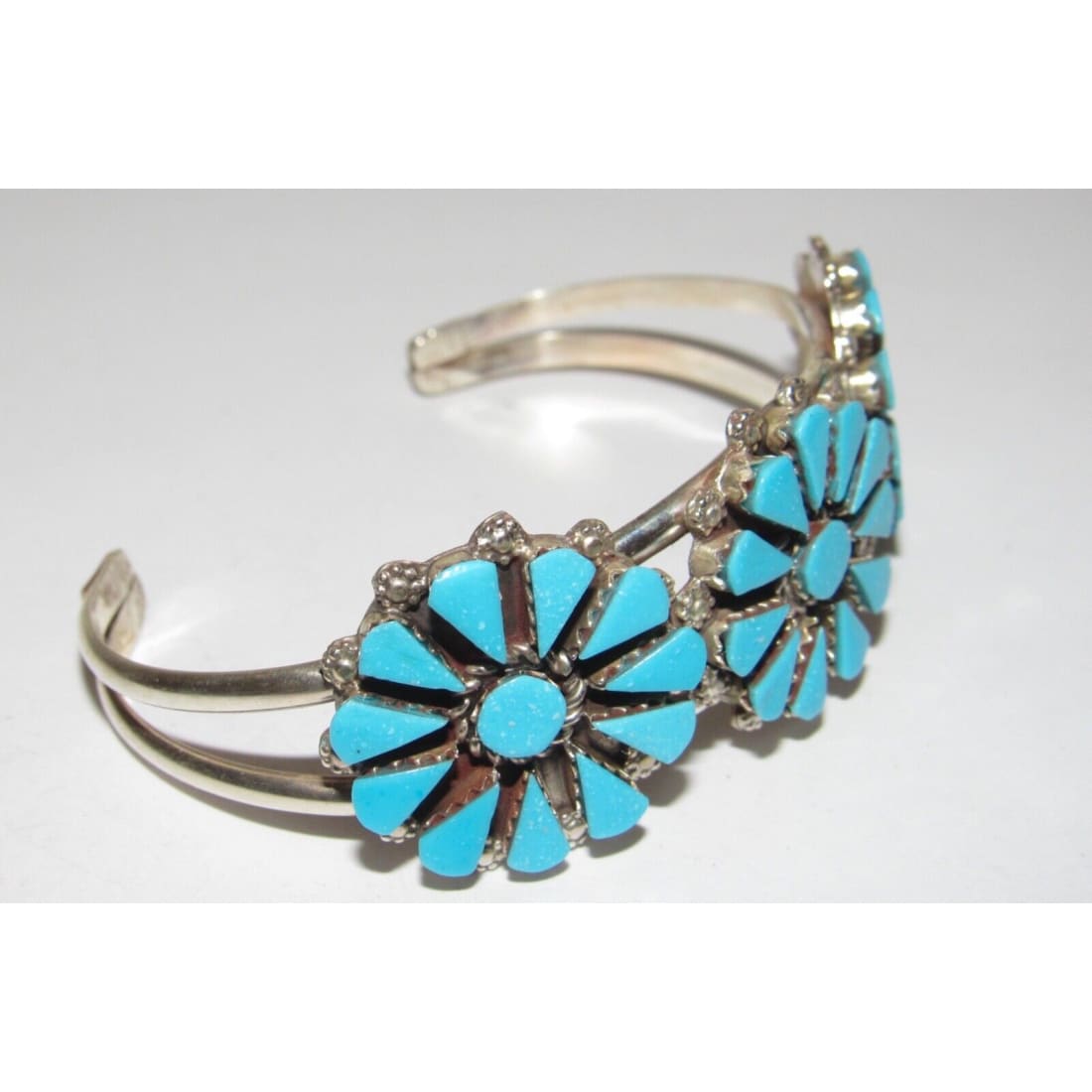 Zuni Sleeping Beauty Turquoise Cluster Cuff Bracelet