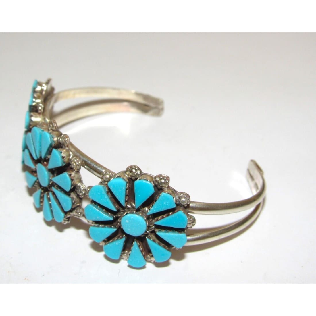 Zuni Sleeping Beauty Turquoise Cluster Cuff Bracelet