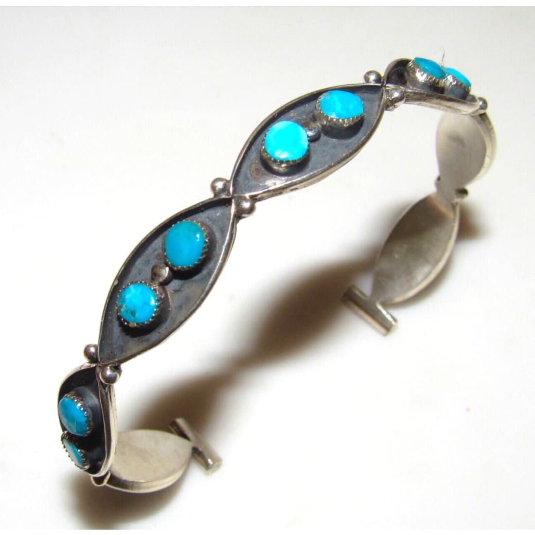 Zuni Snake Eye Turquoise Cuff Bracelet Sterling Silver