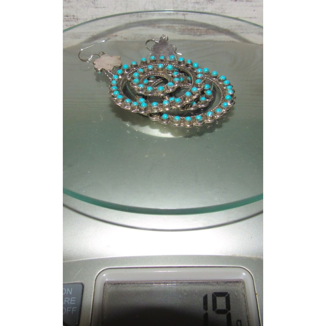 Zuni Snake Eye Turquoise Dangle Earrings Sterling Silver