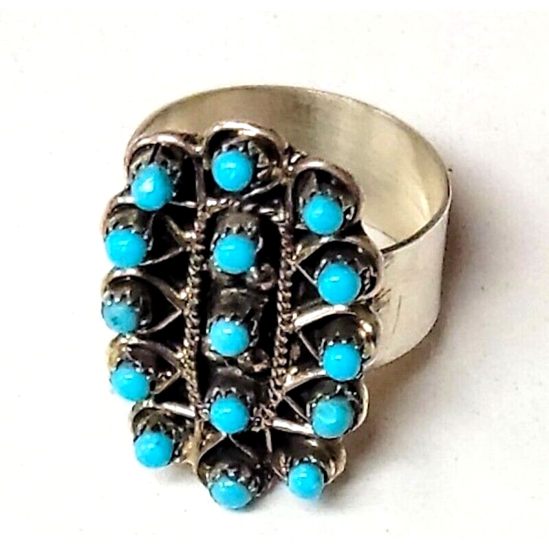 Zuni Snake Eye Turquoise Ring Size 7 Sterling Silver Native