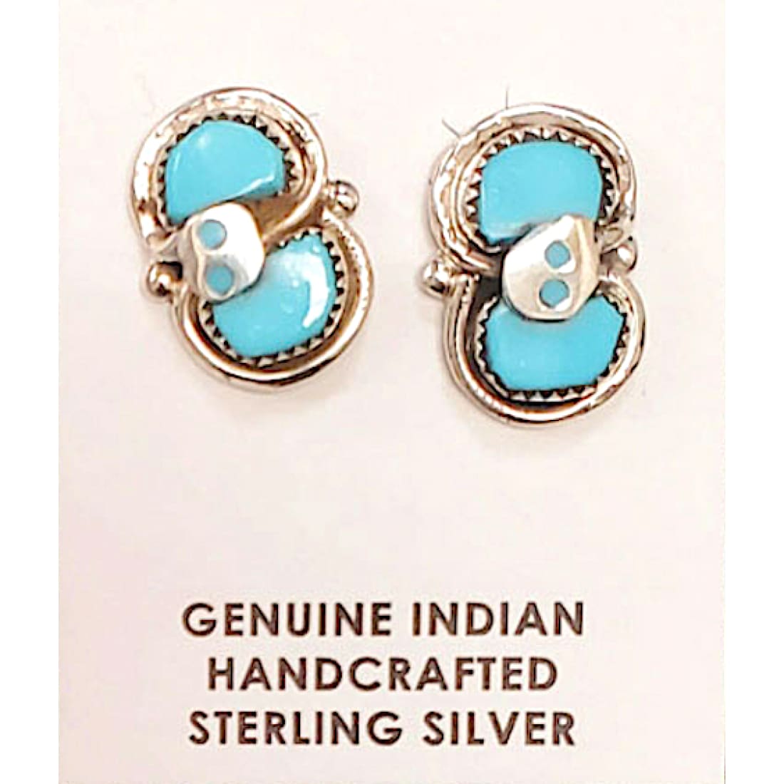 Zuni Snake Post Stud Earrings Effie Calavaza Sleeping Beauty