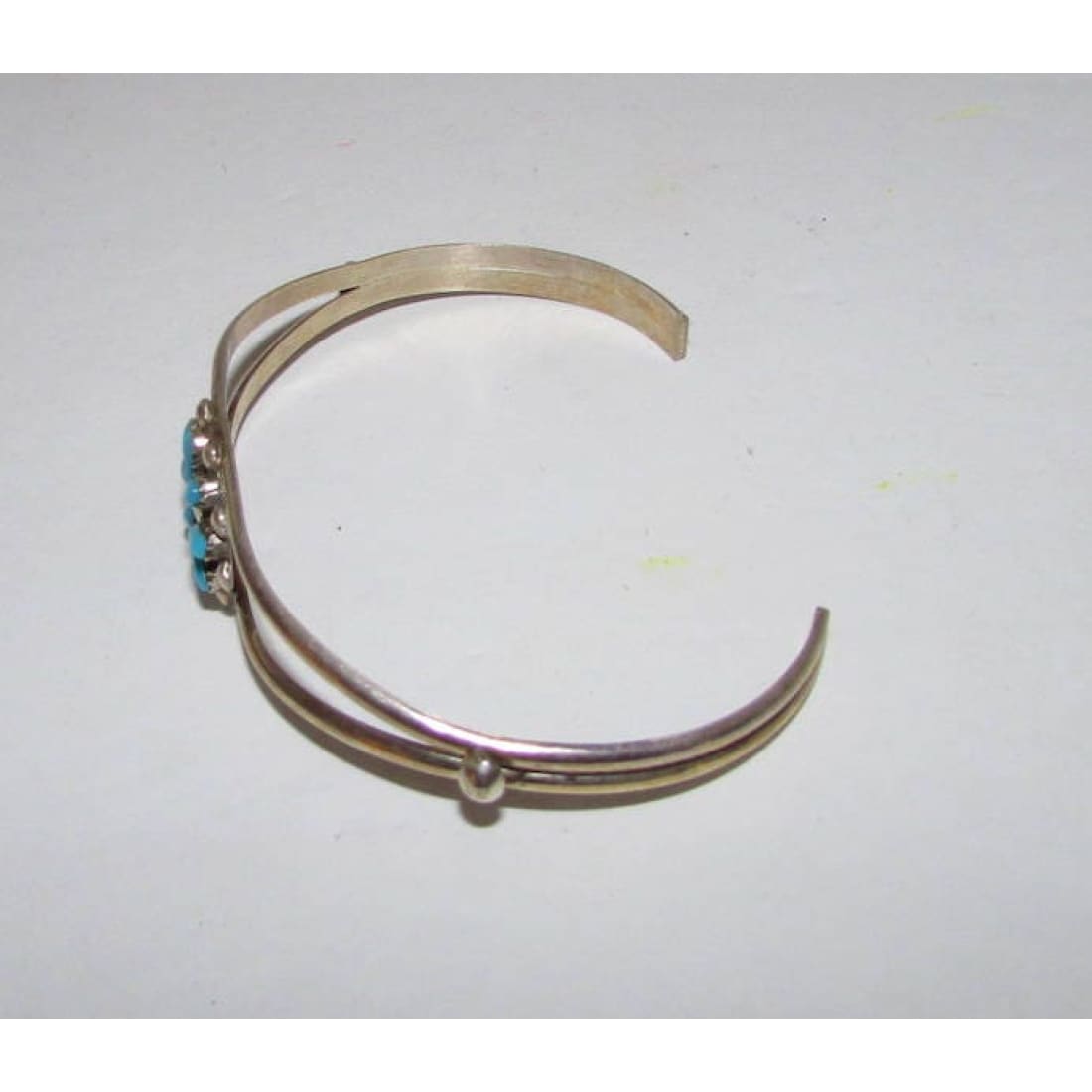 ZUNI Sterling Silver Turquoise Cluster Cuff Bracelet D.S. Leekity Signed Native American The Southwestern Style Gallery