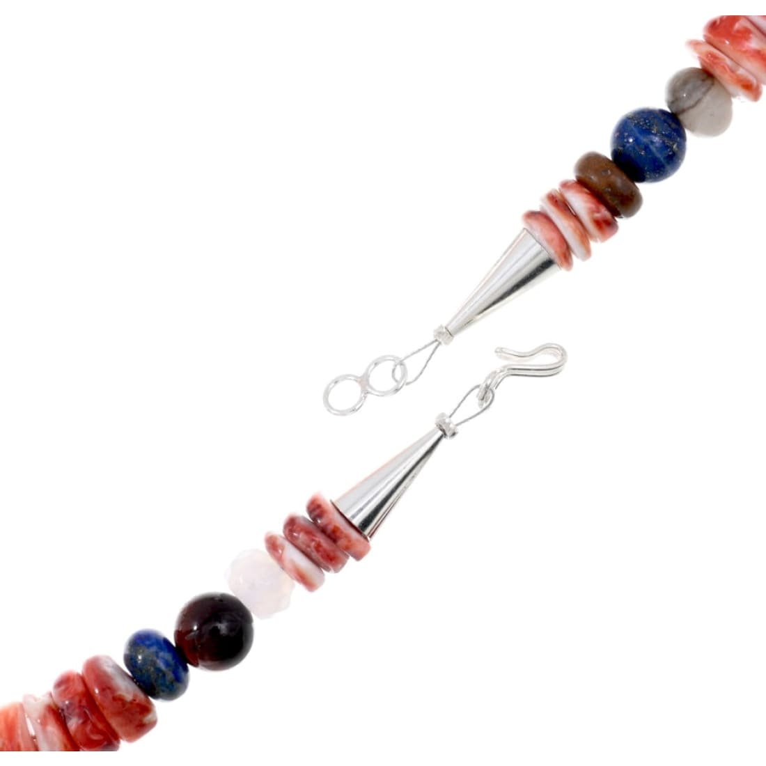 Navajo Tommy Singer Orange Spiny Heishi Necklace Sterling Silver 12K Gold 20"