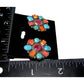 Vintage Navajo Turquoise Purple Orange Spiny Cluster Earrings Sterling Silver