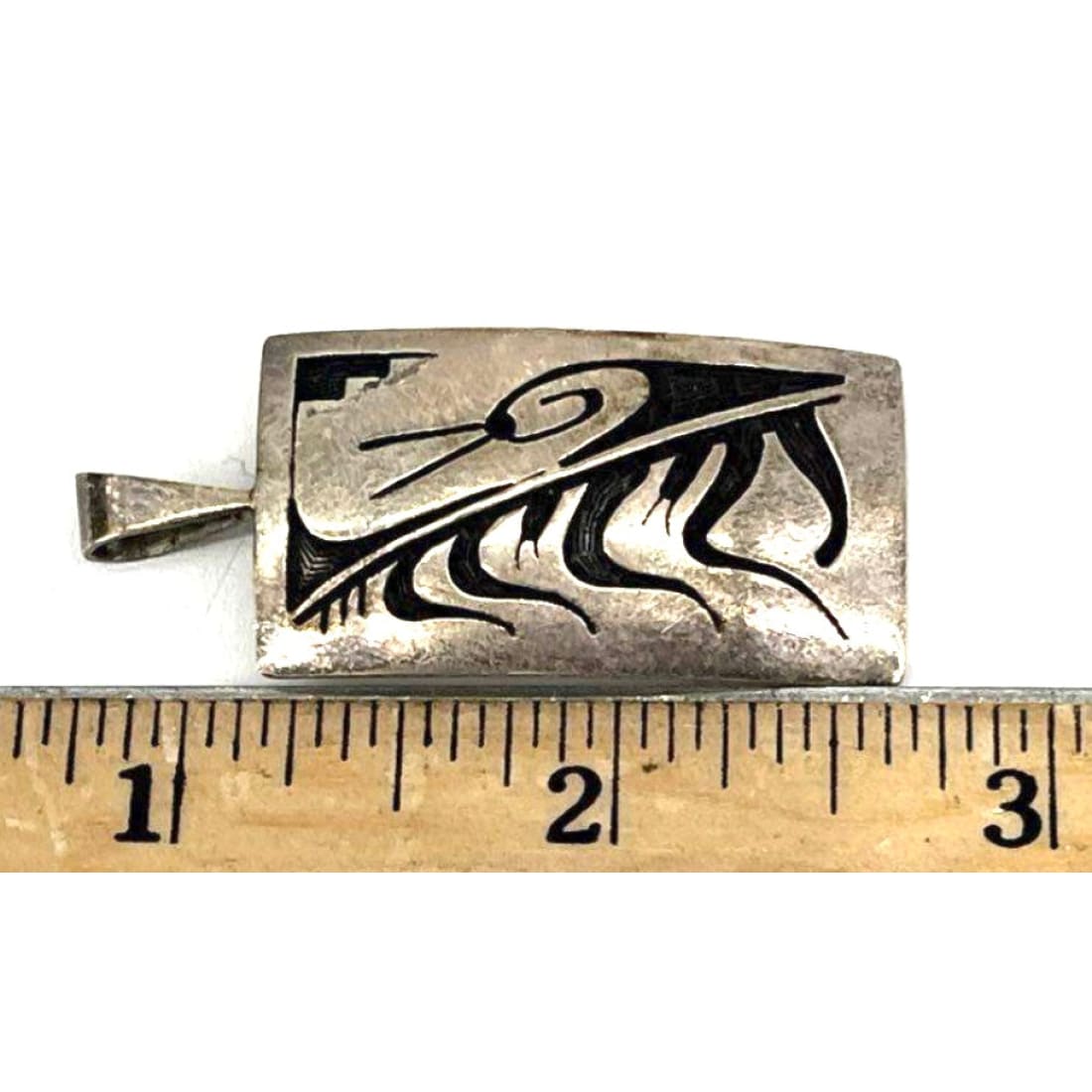 Vintage Hopi Sterling Silver Overlay Pendant by Michael Sockyma Sr