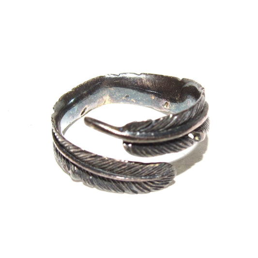 Vintage NAVAJO Sterling Silver Feather Adjustable Ring