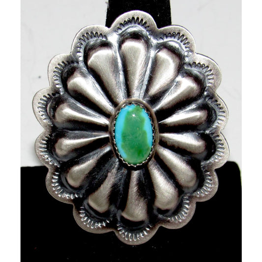 Navajo Concho Ring Sz 8 Sterling Silver Royston Turquoise D Martinez