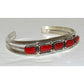 Navajo Mediterranean Coral Stacker Cuff Bracelet Sterling Silver 7 1/2" Wrist