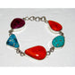 Navajo Turquoise Orange Purple Spiny Adjustable Link Bracelet Sterling J. Yazzie