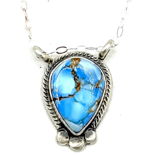 Navajo Golden Hills Turquoise Bar Necklace Sterling Silver Native Signed