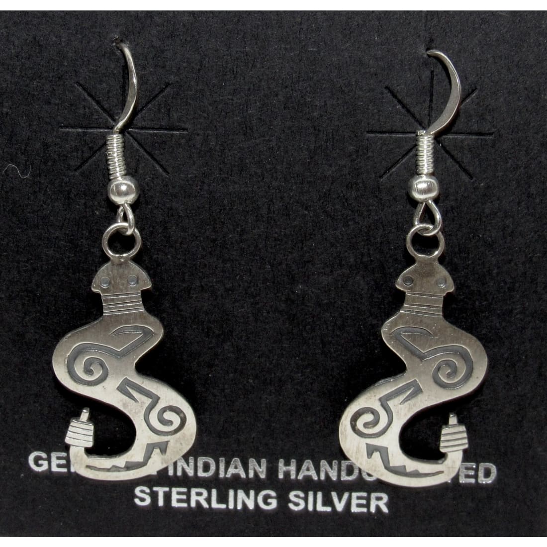 Navajo Snake Dangle Earrings Sterling Silver I. Gene