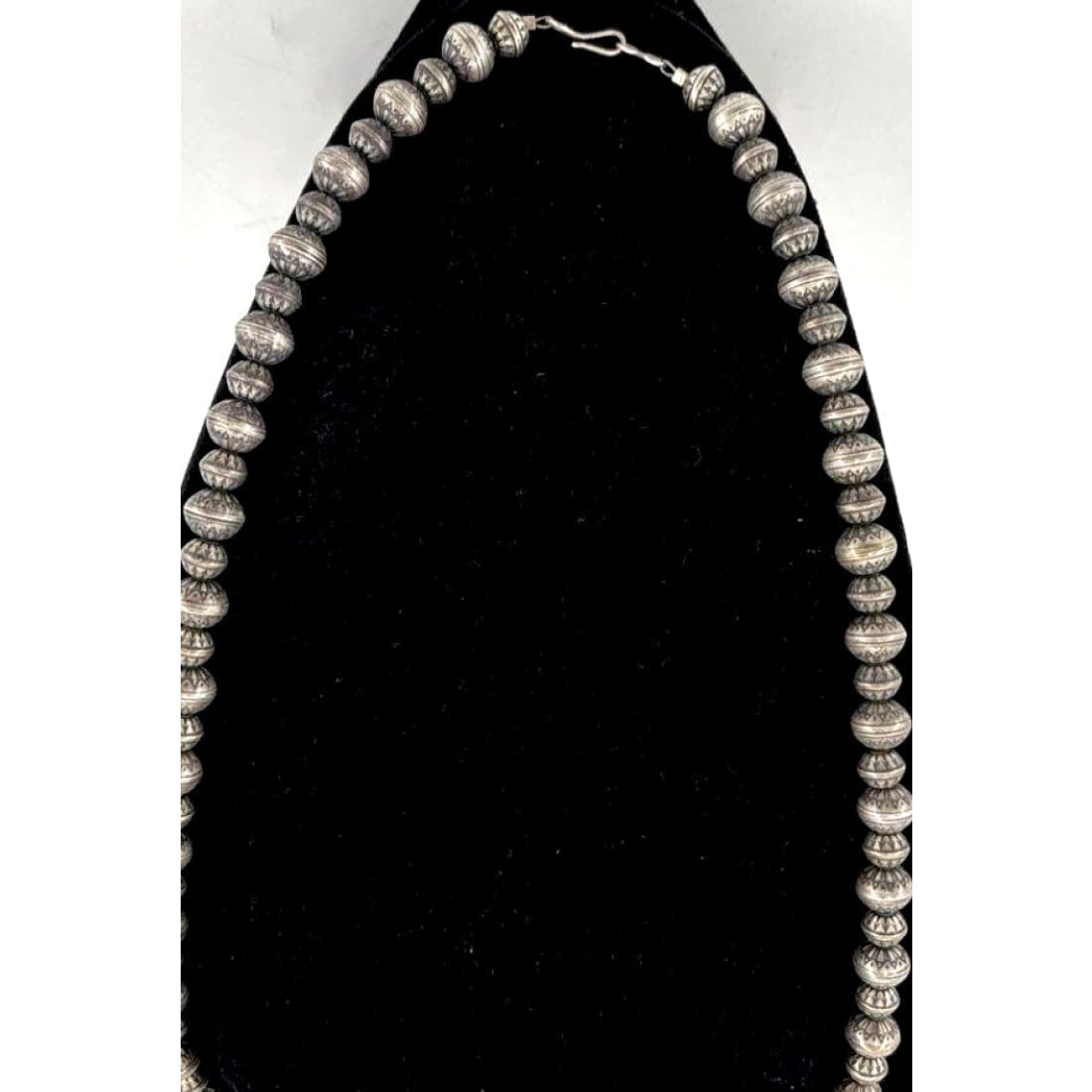 Vintage Navajo Pearls Necklace Graduated Saucer Beads Sterling Silver 22"L