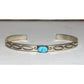 Navajo Kingman Turquoise Stacker Cuff Sterling Hand Etched Bracelet Signed