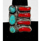 Navajo Coral Turquoise Cluster Statement Ring Sz 8 Sterling Silver Signed