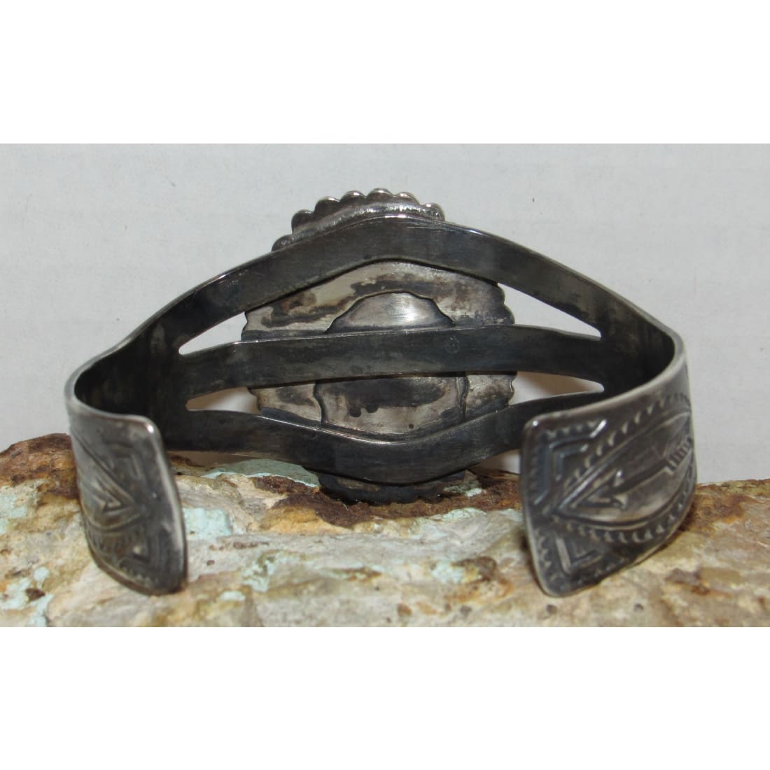 Old Pawn Navajo Cerrillos Turquoise Cuff Bracelet Ingot Sterling Silver Native 47g