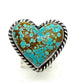 Navajo Number 8 Turquoise Heart Ring Sz 8 Adjustable Sterling Silver J Dixon