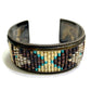 Vintage Navajo Shell Bead Turquoise Inlay Cuff Bracelet L. Charley Sterling Silver