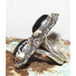 Navajo White Buffalo Ring Sz 9 Adjustable Sterling Silver Signed