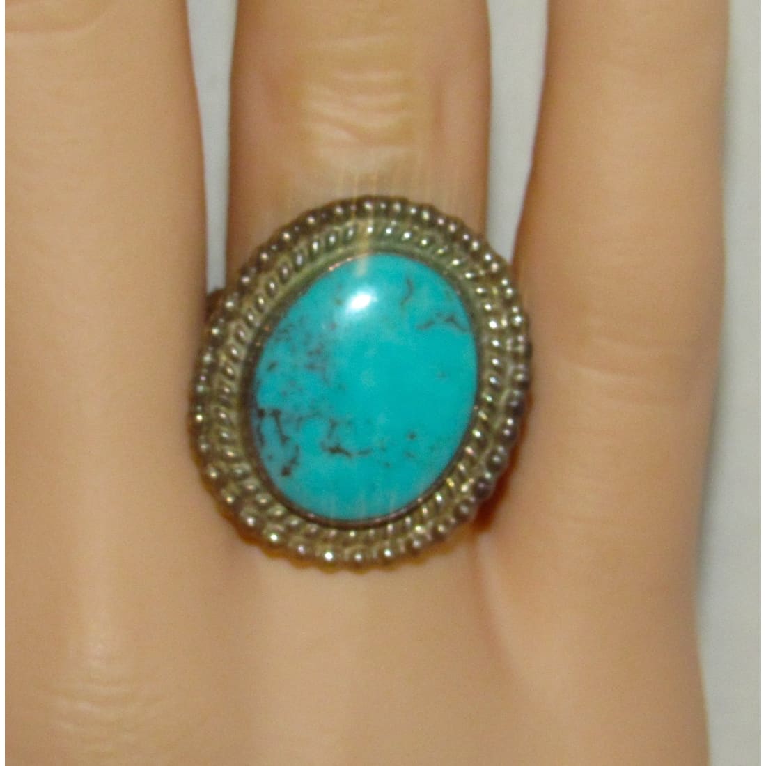 Vintage Navajo Kingman Turquoise Ring Sz. 8 J Begay Sterling Silver Native