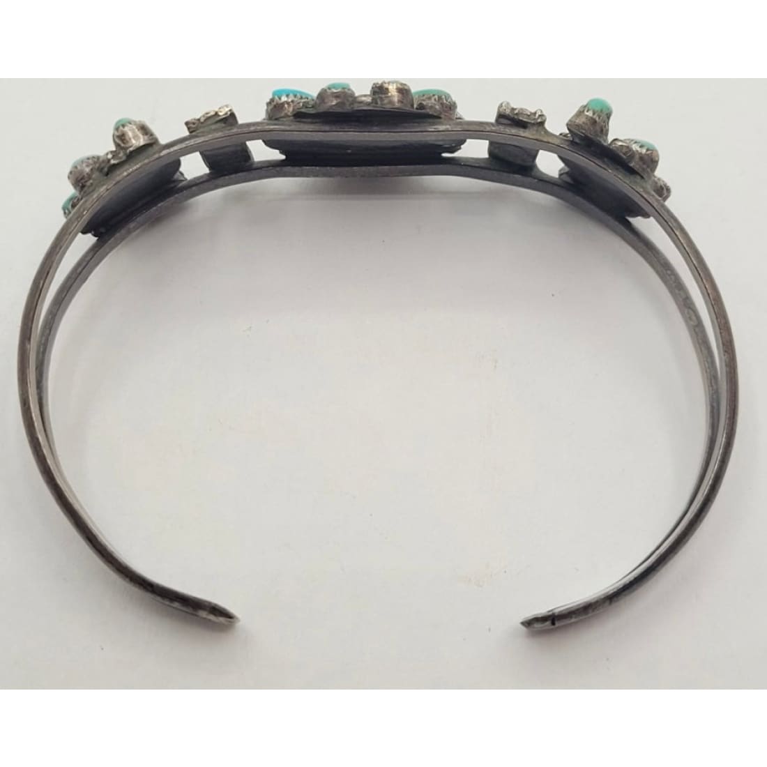 Old Pawn Zuni Turquoise Cluster Cuff Bracelet Turquoise Sterling Silver
