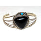 Navajo Cuff Bracelet Onyx Turquoise Sterling Silver Native American S. Yazzie